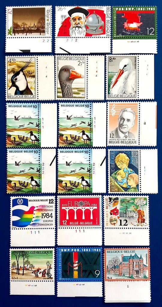 Divers numéros de planches BEF MNH **, Envoi, Non oblitéré, Gomme originale, Neuf