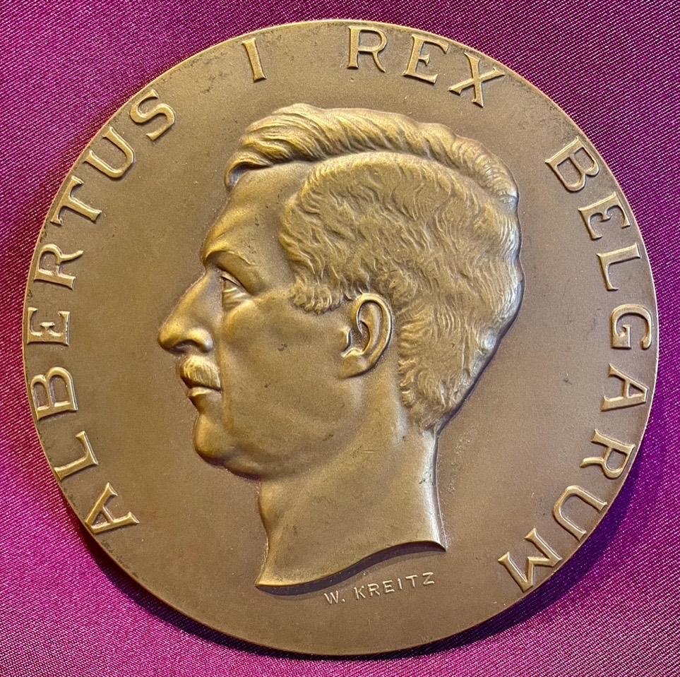 Bronzen medaille Koning Albert I., Verzamelen, Ophalen of Verzenden, Zo goed als nieuw, Overige typen
