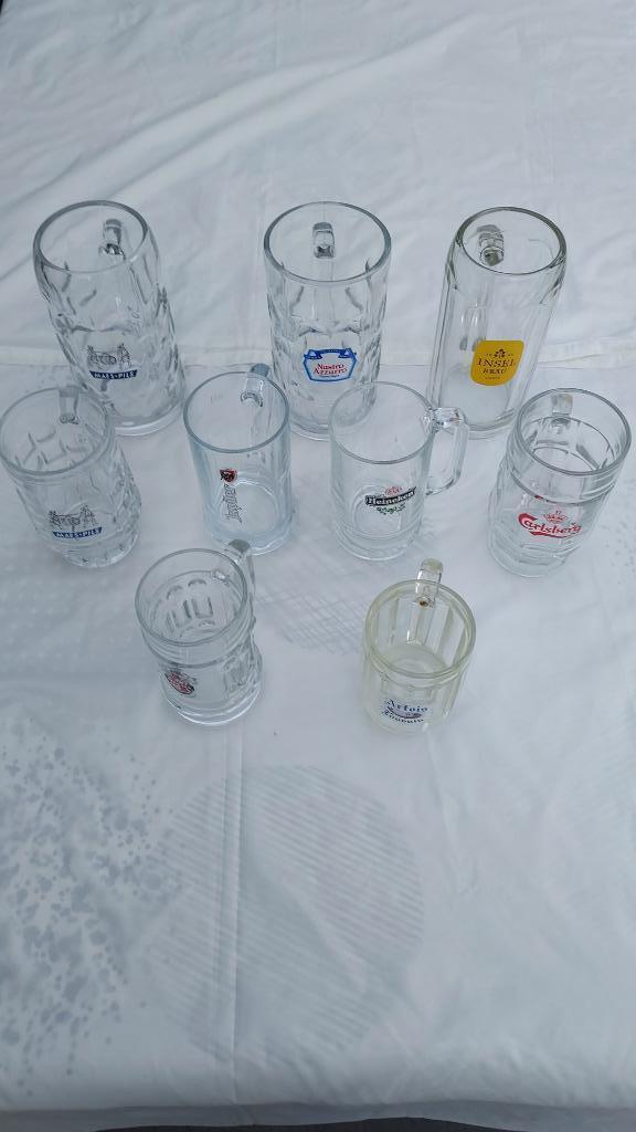 Bierpul glas 1L en 0,5L verzamelaars, Verzamelen, Biermerken, Ophalen, Gebruikt, Glas of Glazen, Heineken