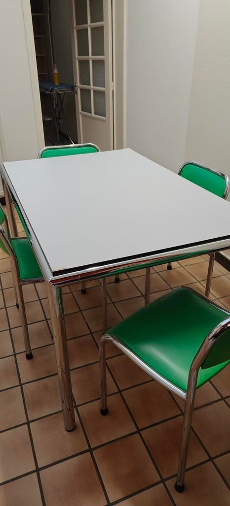 Vintage tafel  chrome jaren70, Ophalen, 100 tot 150 cm, Vintage, Zo goed als nieuw