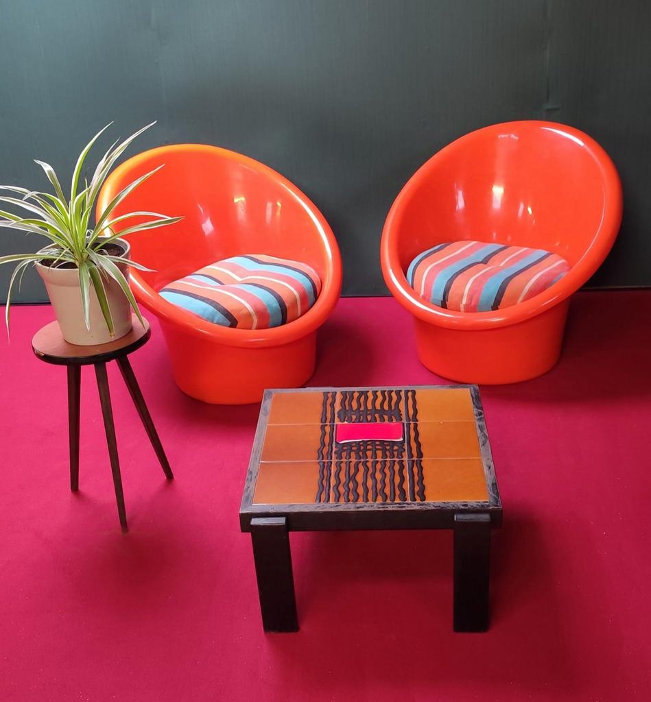 Retro Vintage oranje kuipstoelen, Enlèvement