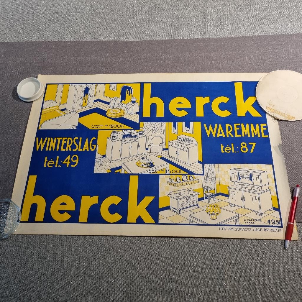 Oude affiche / poster - Herck - Winterslag / Waremme, Enlèvement ou Envoi