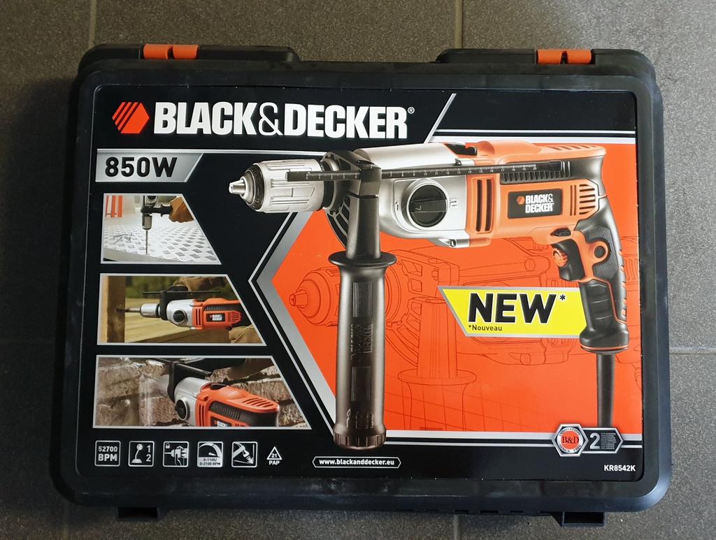 Perceuse à percussion 850 W Black+Decker KR8542K-QS neuve, Nieuw, 600 watt of meer, Boor- en Schroefmachine, Variabele snelheid