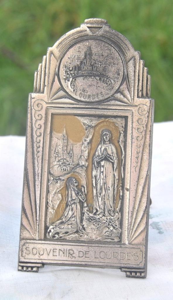 souvenir de lourdes en métal a poser, Antiek en Kunst, Ophalen of Verzenden