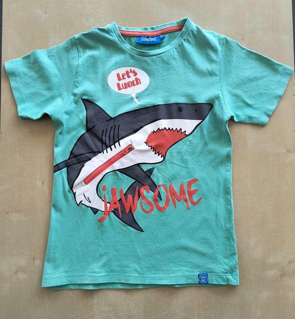Lichtgroene t-shirt haai, Someone (maat 122), Kinderen en Baby's, Kinderkleding | Maat 122, Gebruikt, Ophalen of Verzenden, Someone