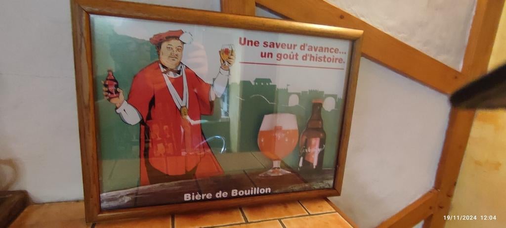 Cadre en relief GODEFROY Bière de Bouillon ., Enlèvement, Utilisé, Panneau, Plaque ou Plaquette publicitaire, Autres marques