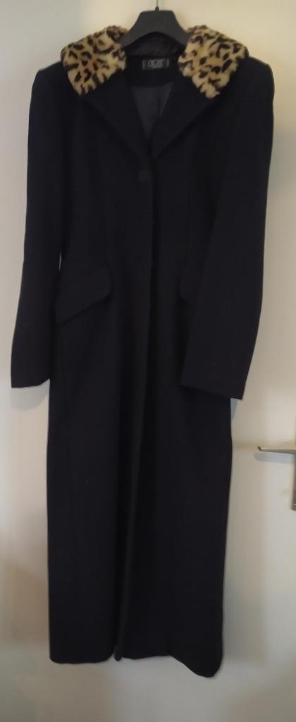 Lange zwarte mantel - maat M., Kleding | Dames, Zwart, Ophalen of Verzenden, Zo goed als nieuw, ANDERE