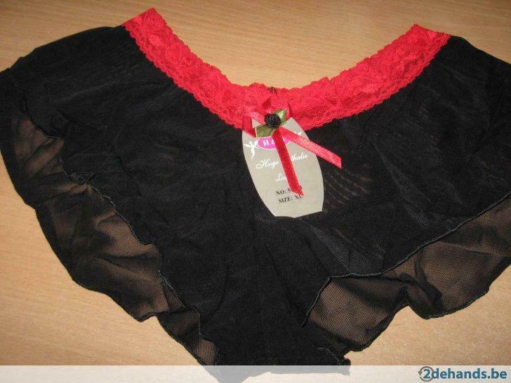 1  doorschijnende shorty met  boord, Verzenden, Overige kleuren