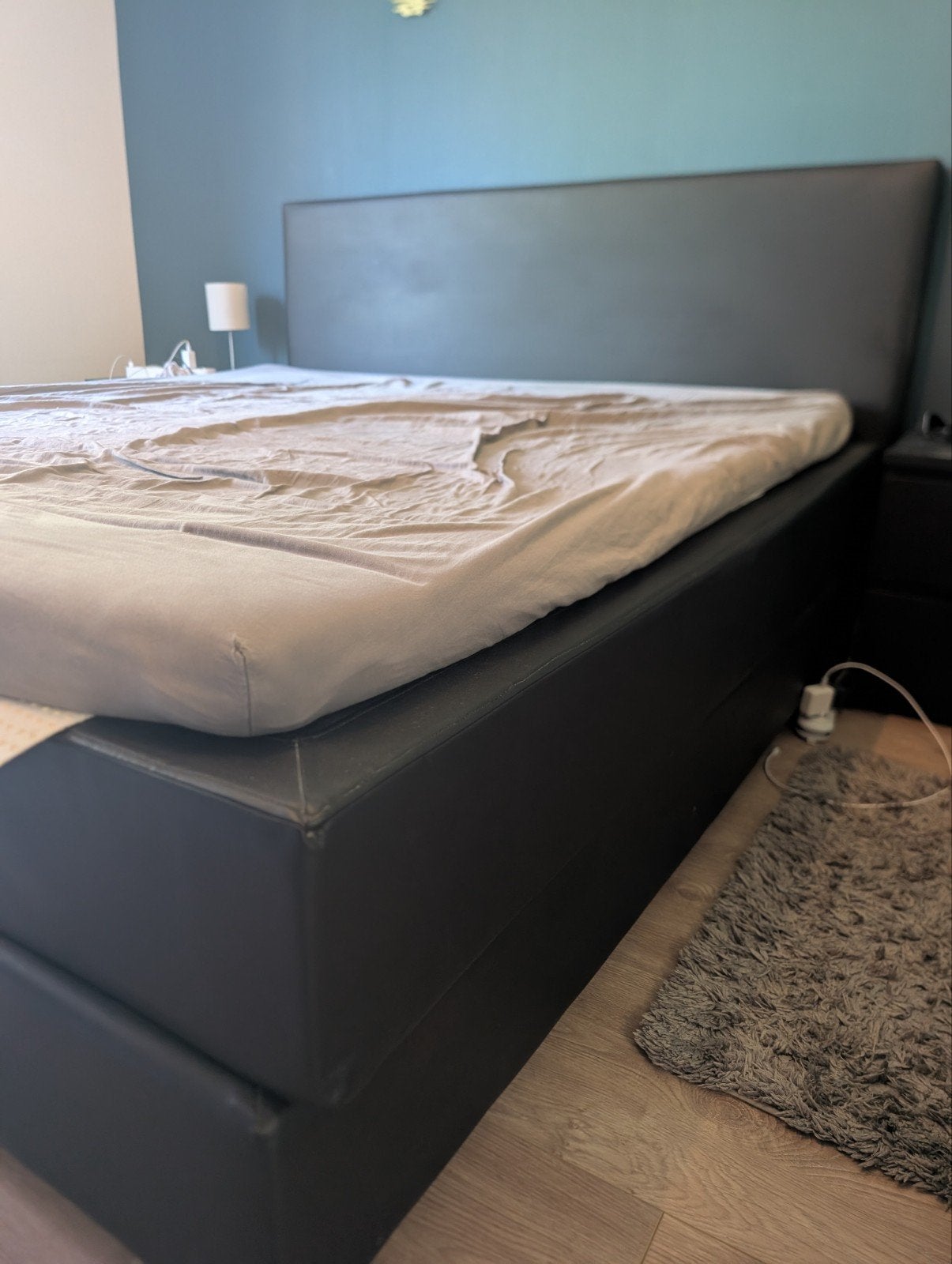 Zwarte boxspring 180x200 (inclusief hoofdbord en topper), Huis en Inrichting, Slaapkamer | Boxsprings, Ophalen, Zwart, 200 cm