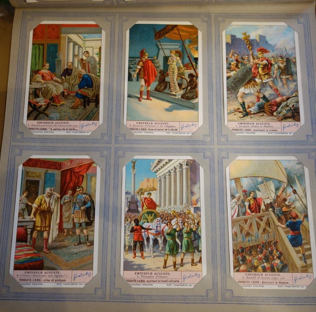 Set Liebig Prenten Empereur Auguste (1939)., Verzamelen, Ophalen of Verzenden, Zo goed als nieuw, Voor 1940, Prent