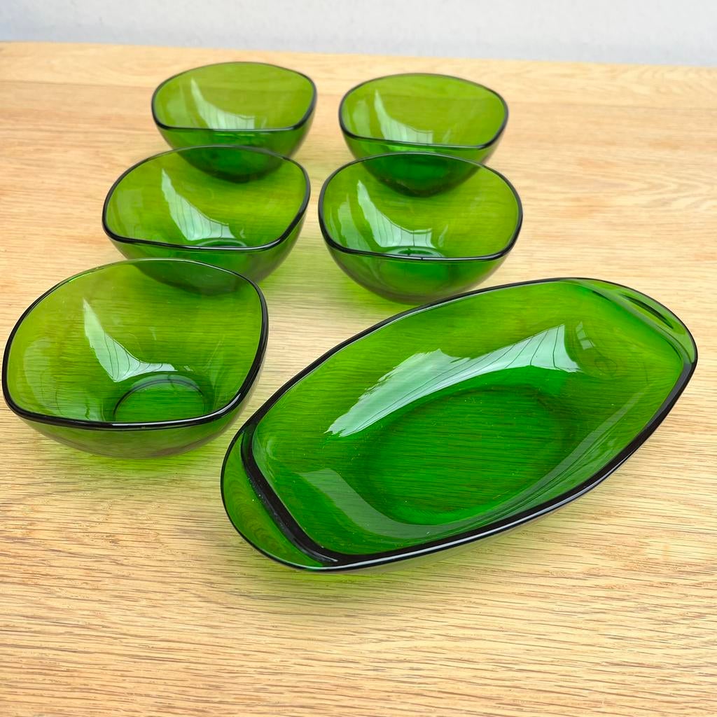 5 pots à dessert en verre vintage français et 1 bol Vereco, Enlèvement ou Envoi, Vereco, Frankrijk, Verre