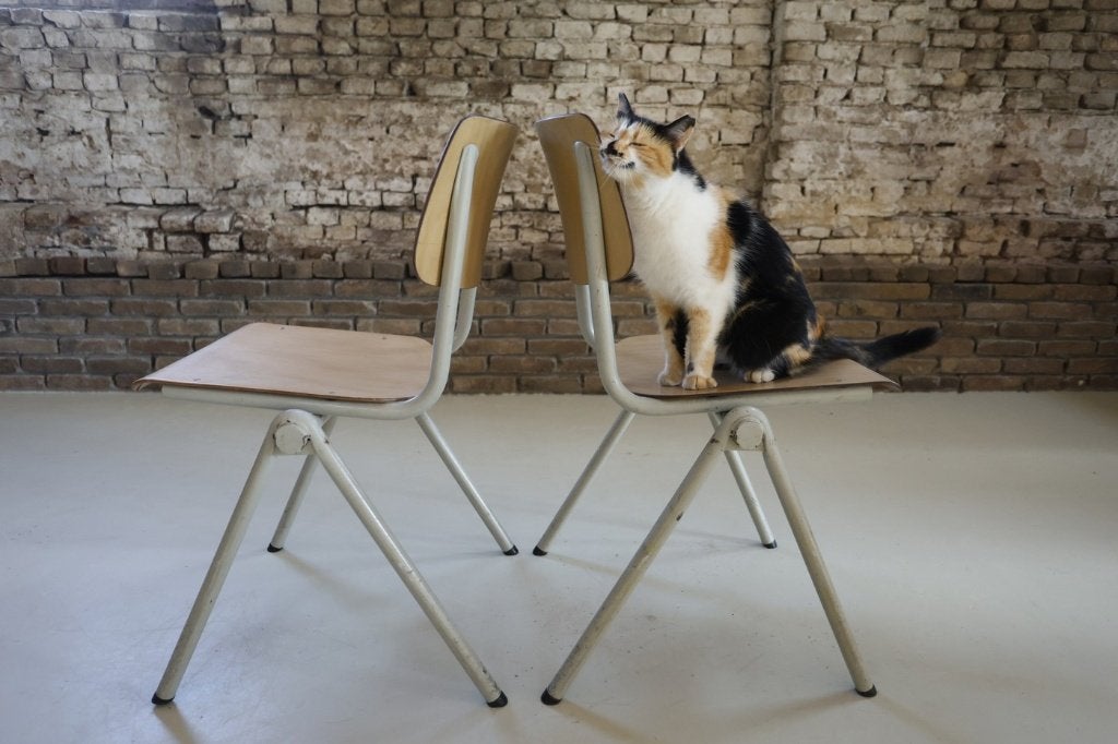 Vintage Galvanitas S35 schoolstoelen vanille/bicolor, Ophalen