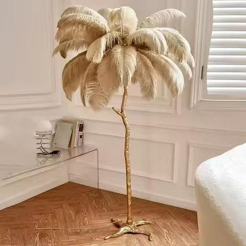 lampadaire avec plume d'autruche sur pied, Enlèvement, Neuf, 100 à 150 cm
