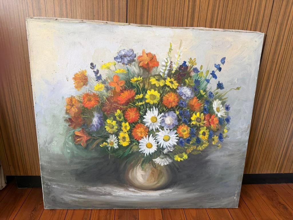 Schilderijen (70 x 80 cm) - bloemen - olie op doek, Enlèvement