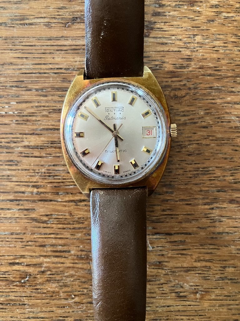 Pontiac horloge, Montre-bracelet, Autres marques, Enlèvement ou Envoi, Cuir