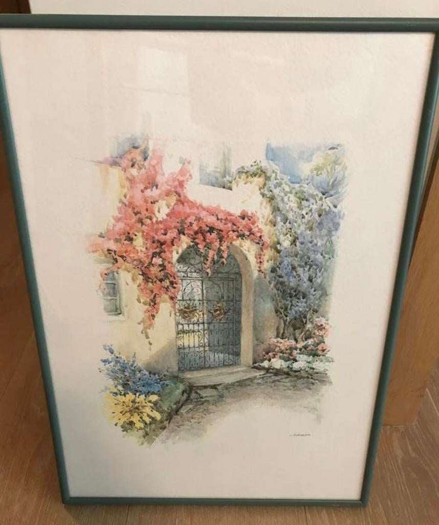 Aquarel van J. Koehler onder lijst, Antiek en Kunst, Kunst | Schilderijen | Modern, Ophalen