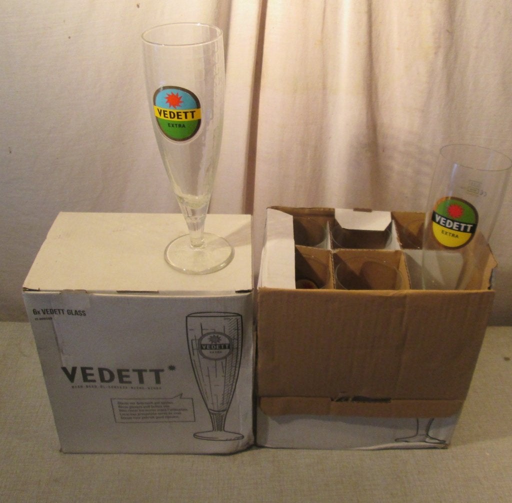 9 Originele Nieuwe Bierglazen - Vedett Extra, Verzamelen, Biermerken, Ophalen of Verzenden, Nieuw, Glas of Glazen, Duvel