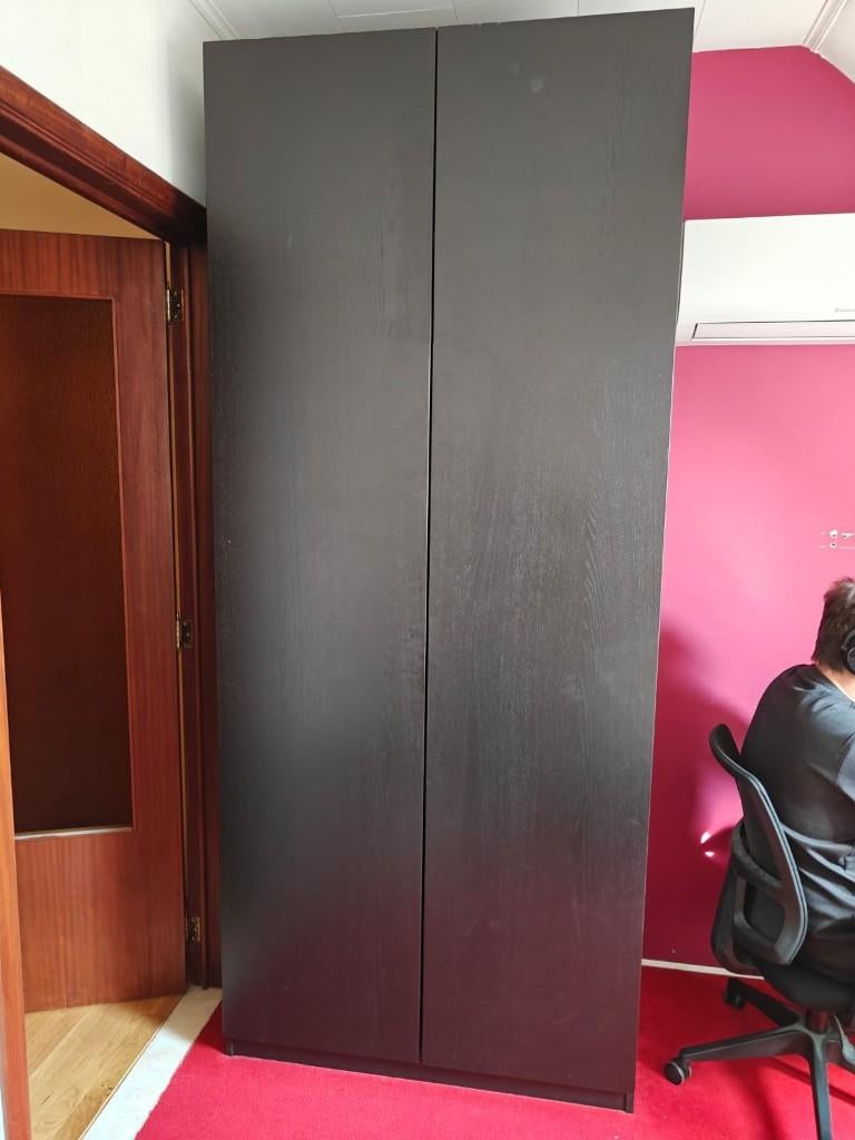 Slaapkamer, Ophalen, Zo goed als nieuw, Tweepersoons, Strak, zwart met houtnerf