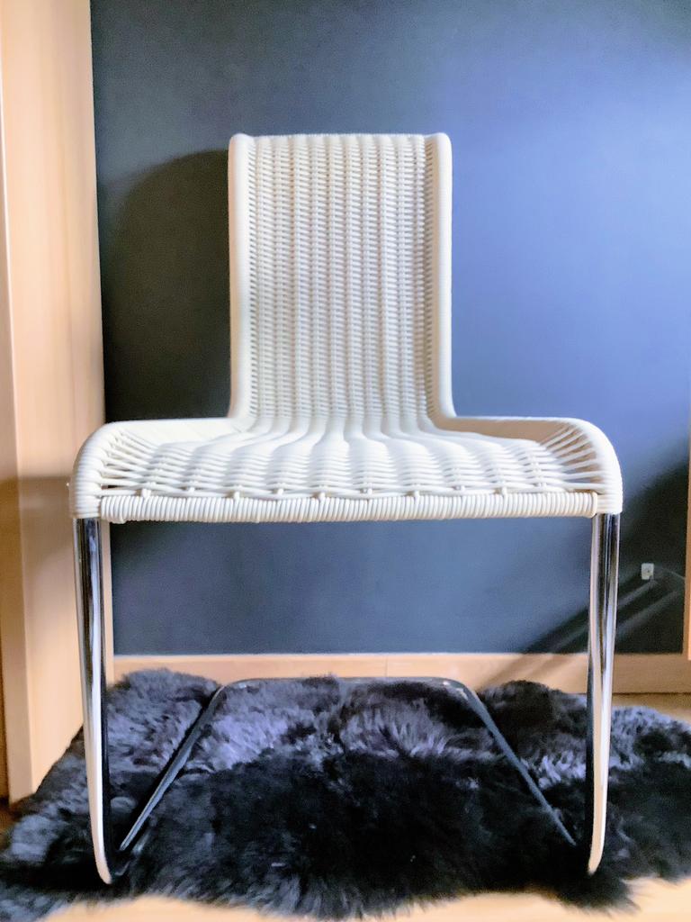 Set van 2 stijlvolle design slede stoelen, Maison & Meubles, Chambre à coucher | Canapés-lits, Comme neuf, Crème, Enlèvement