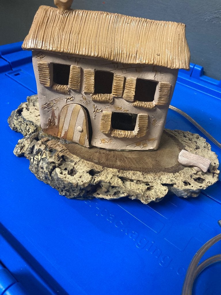 Deco artisanale terre cuite avec lampe, Antiquités & Art, Enlèvement ou Envoi