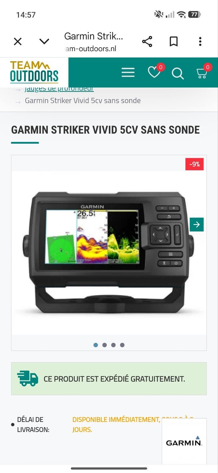 sondeur garmin stryker vivid 5cv + sonde
