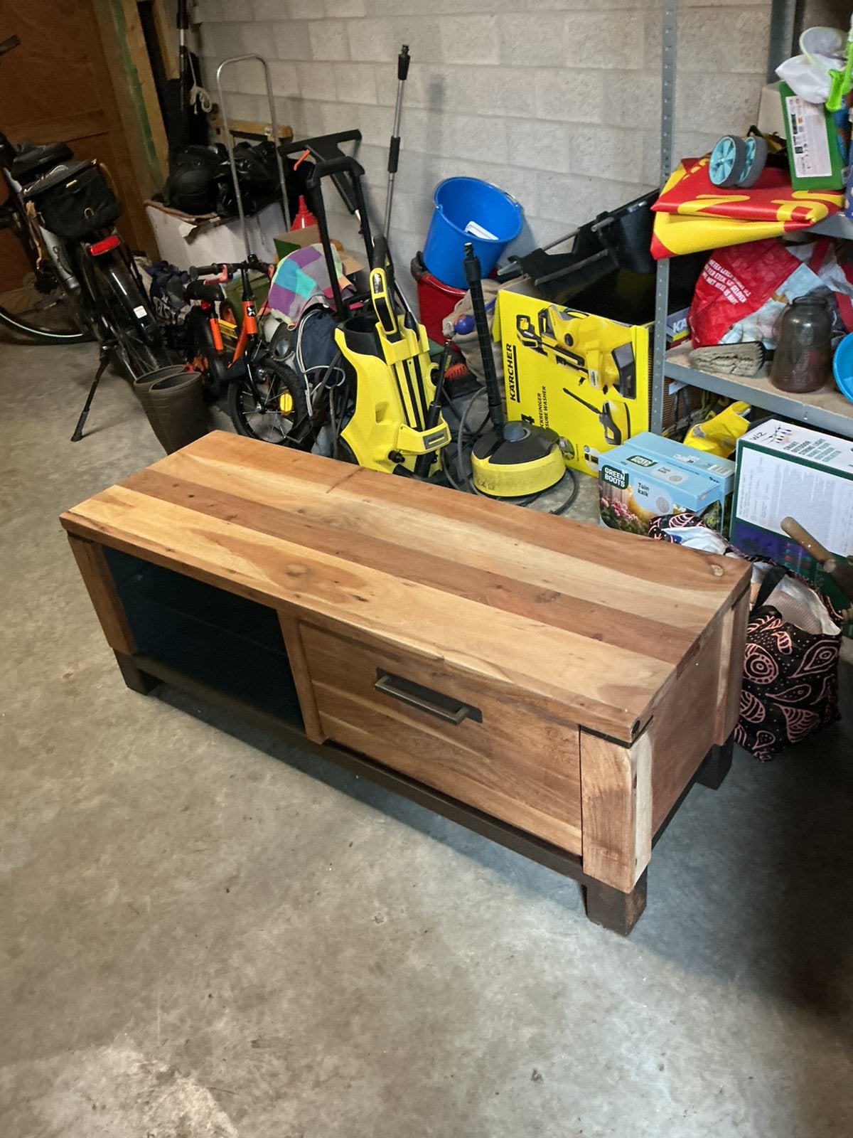 Massief houten tv meubel, Ophalen, Gebruikt, Landelijk modern