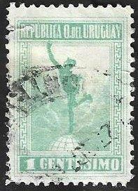 1 Postzegel Uruguay 1921 Mercurius, Ophalen of Verzenden, Gestempeld, Zuid-Amerika