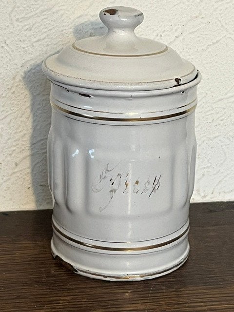 Vintage geëmailleerde blikken Kruidenpot, Antiek en Kunst, Ophalen