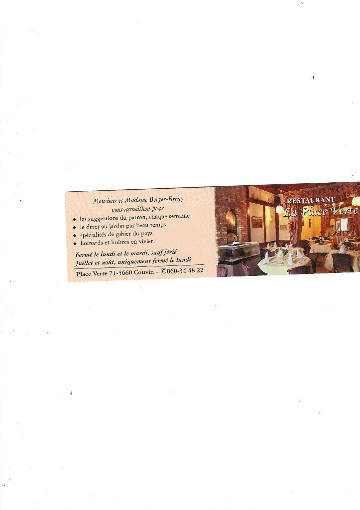 Carte de visite Restaurant, Envoi, Carte de visite