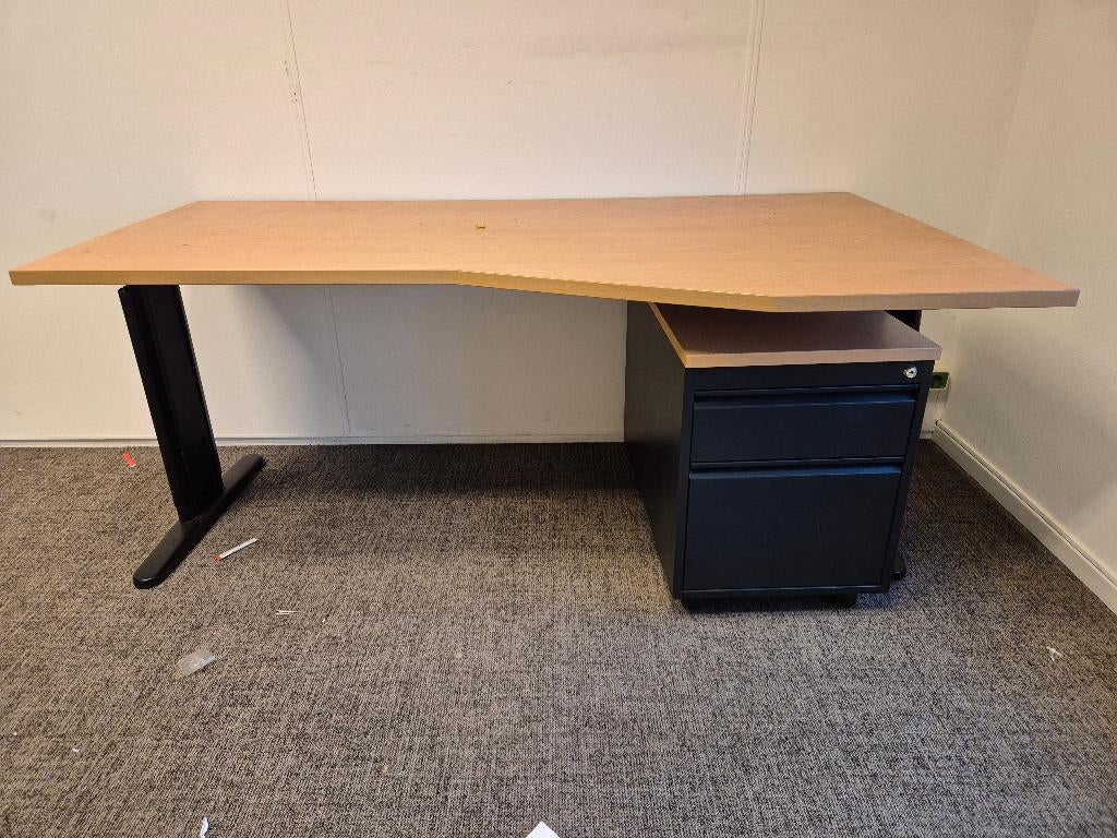 Bureau inclusief ladeblok, Huis en Inrichting, Bureaus, Ophalen, Zwart, Metaal, Zo goed als nieuw