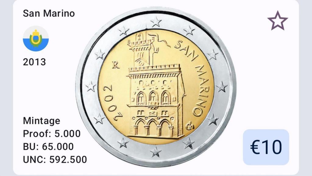 2 euro munten san marino 2013 - 20 - 21, Timbres & Monnaies, Monnaies | Europe | Monnaies euro, Enlèvement, Saint-Marin, 2 euros