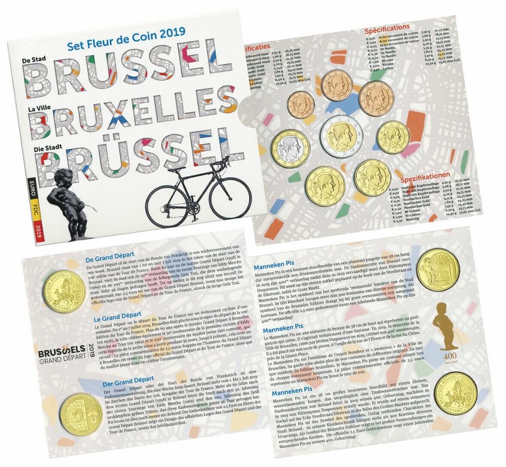 Belgique : Coffret  2019 - Bruxelles (8 pièces), Timbres & Monnaies, Monnaies | Belgique, Envoi, Série