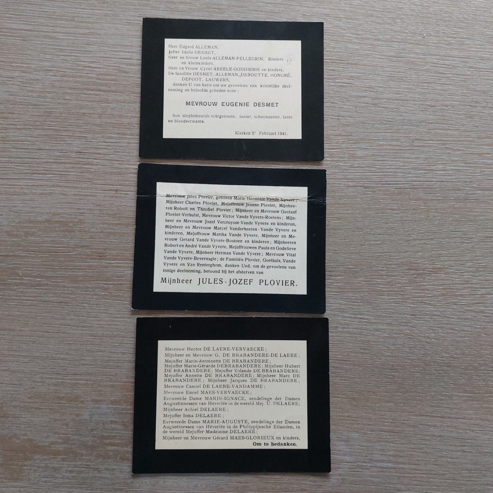 3 oude rouwkaartjes, Ophalen of Verzenden