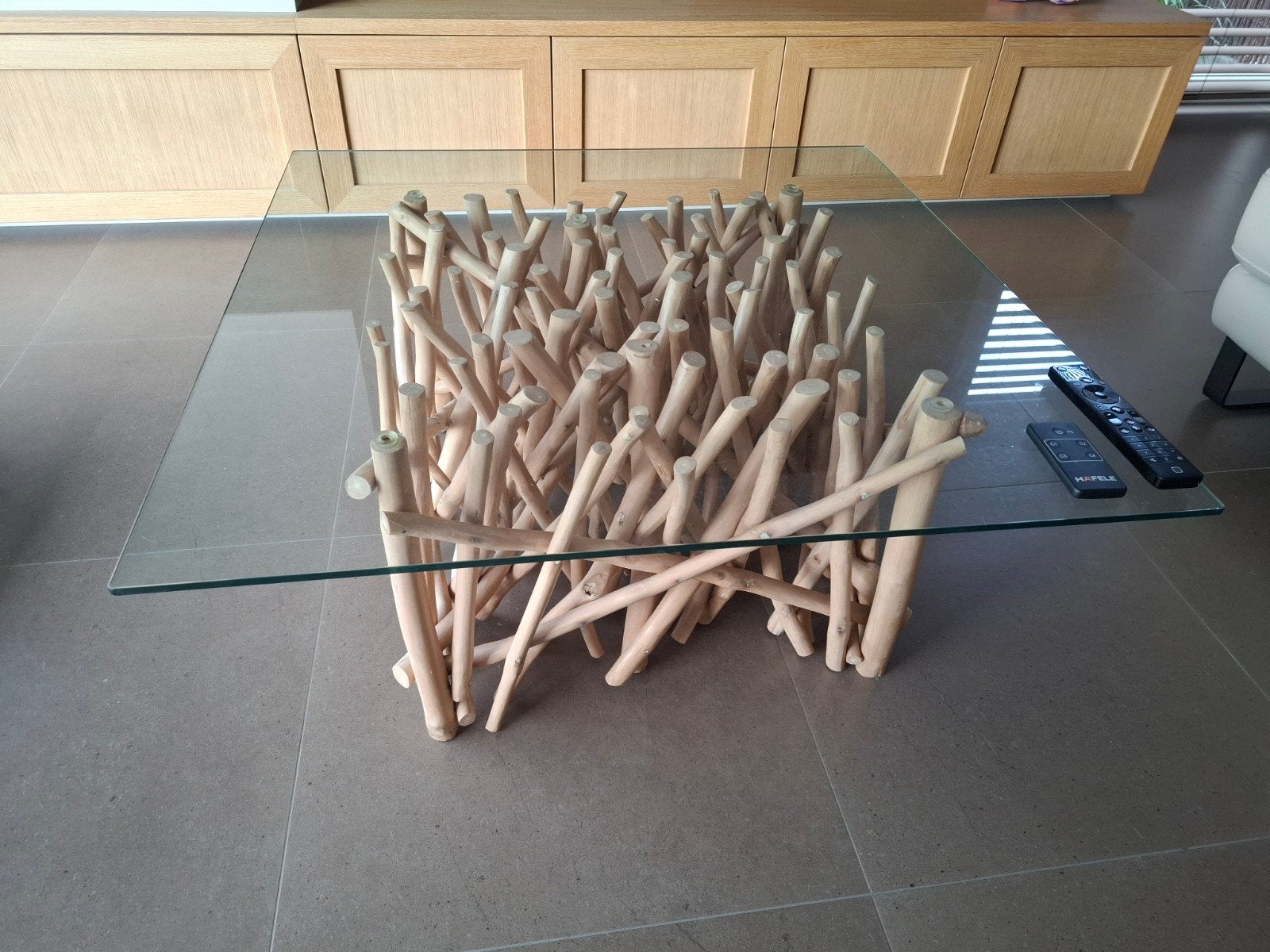 mooie salontafel in drijfhout, Ophalen