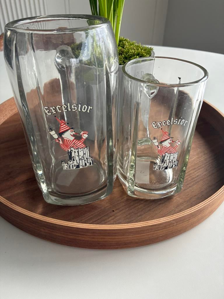 Excelsior bierpotten (0,5L en 1L), Ophalen of Verzenden, Zo goed als nieuw