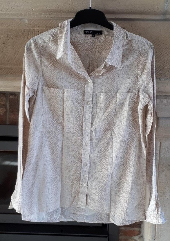 Sora by JBC - blouse LM - ecru/beige print - maat 38 - NIEUW, Kleding | Dames, Maat 38/40 (M), Verzenden, Beige, Nieuw