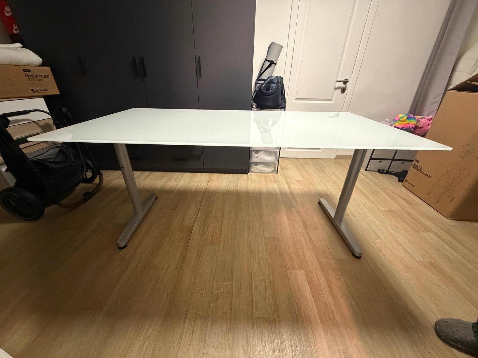 Bureau, Huis en Inrichting, Bureaus, Ophalen, Zo goed als nieuw, Wit, Glas