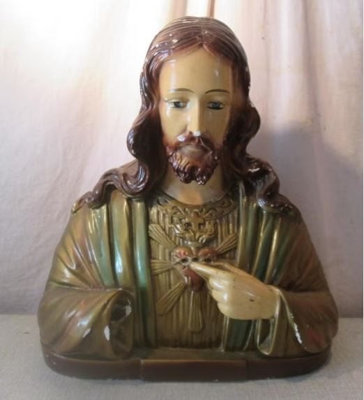 Mooi Antiek Borstbeeld van Christus - 38x20x43, Ophalen of Verzenden