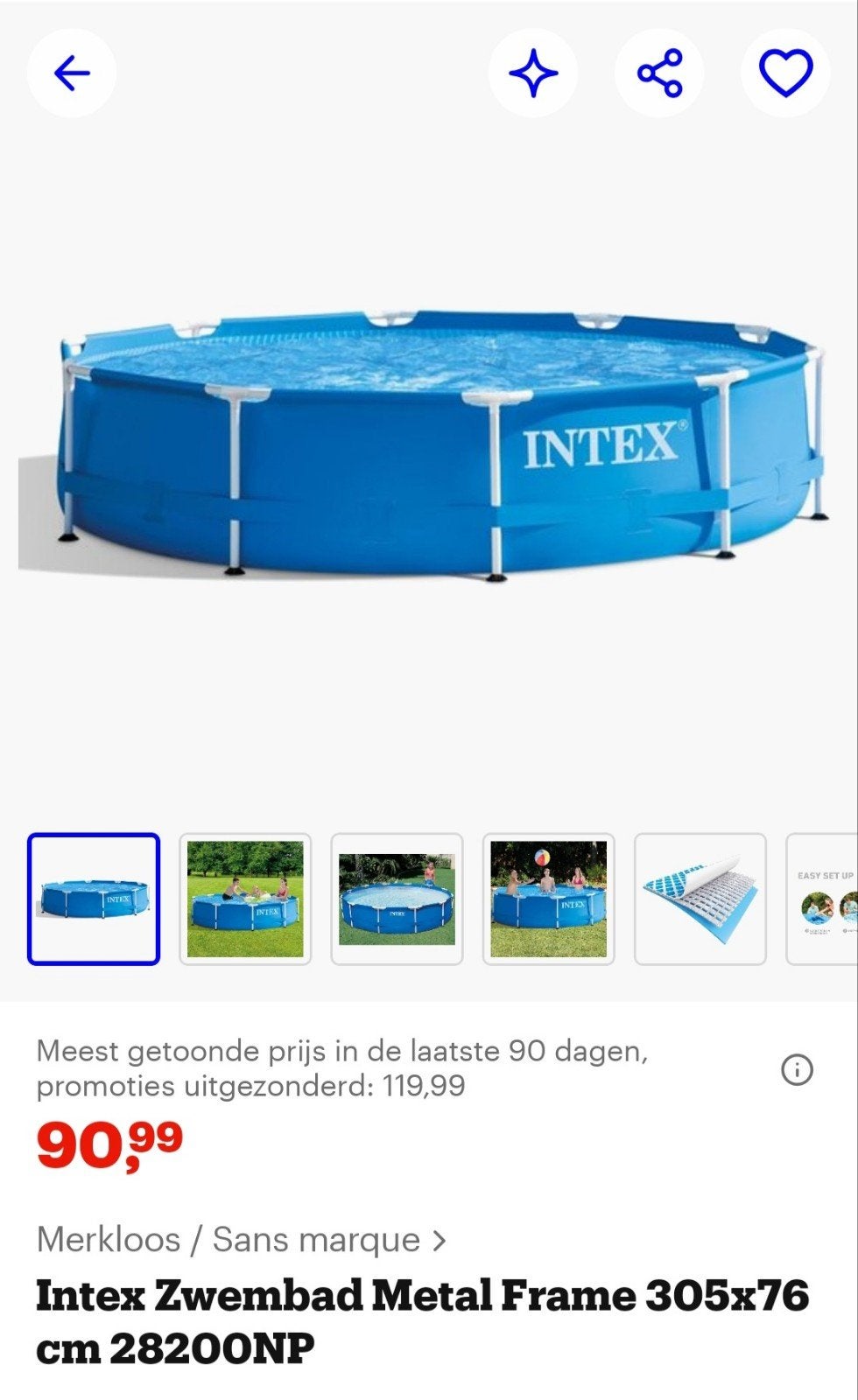 Intex zwembad 305 x 76 cm Compleet, Tuin en Terras, Ophalen