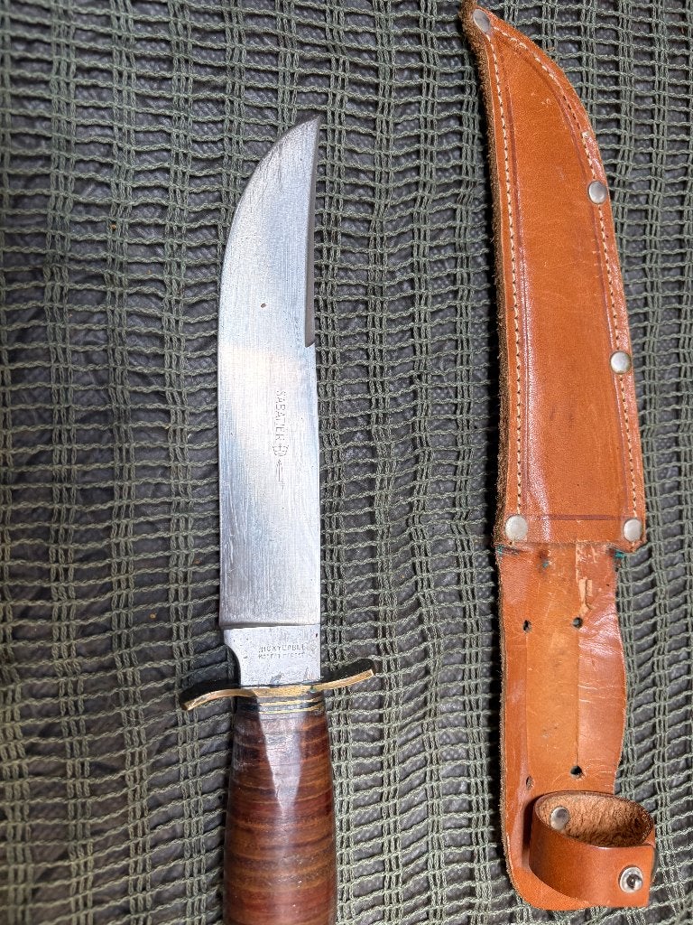 COUTEAU SCOUT DE FRANCE AVEC ETUI EN CUIR - SABATIER, Collections, Envoi, Armée de terre, Couteau ou Poignard