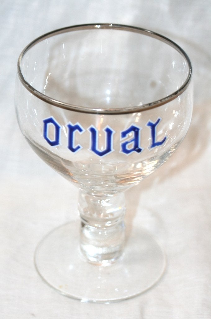 Orval emaille verzamel bierglas, Ophalen of Verzenden, Gebruikt, Glas of Glazen