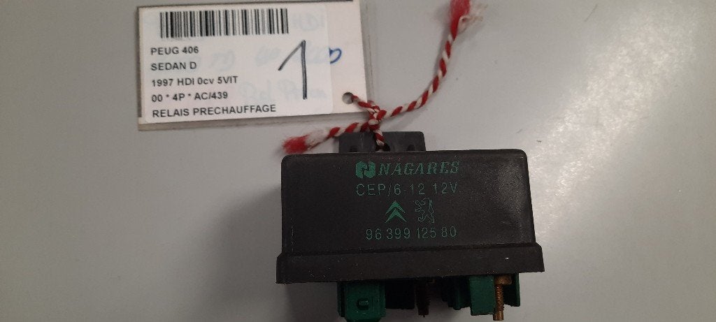 RELAIS BOUGIE PRECHAUFFAGE Peugeot 406 (8B) (9639912580), Utilisé, Peugeot