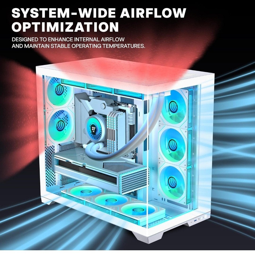 ANSAITE Boîtier PC ATX white Ventilateurs 8 PWM ARGB pré-ins, Enlèvement ou Envoi, Neuf