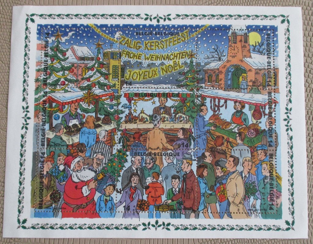 1 blok zalig kerstfeest, Kerst, Spoor van plakker, Frankeerzegel, Ophalen of Verzenden