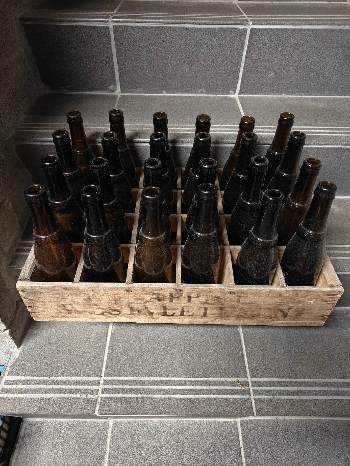 Bak Westvleteren met lege flesjes, Ophalen of Verzenden, Gebruikt, Flesje(s), Overige merken