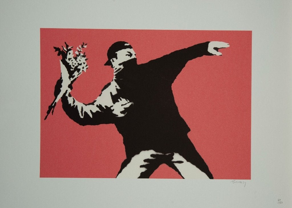 Banksy (After) - Flower Thrower, Ophalen of Verzenden