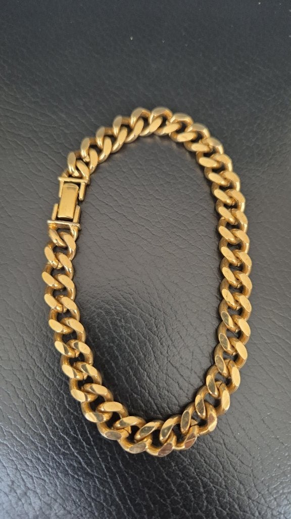 👍 Chique Armband gouden > kleur - 38 gram -23,5 cm lang =>, Handtassen en Accessoires, Ophalen, Nieuw, Goud, Overige materialen