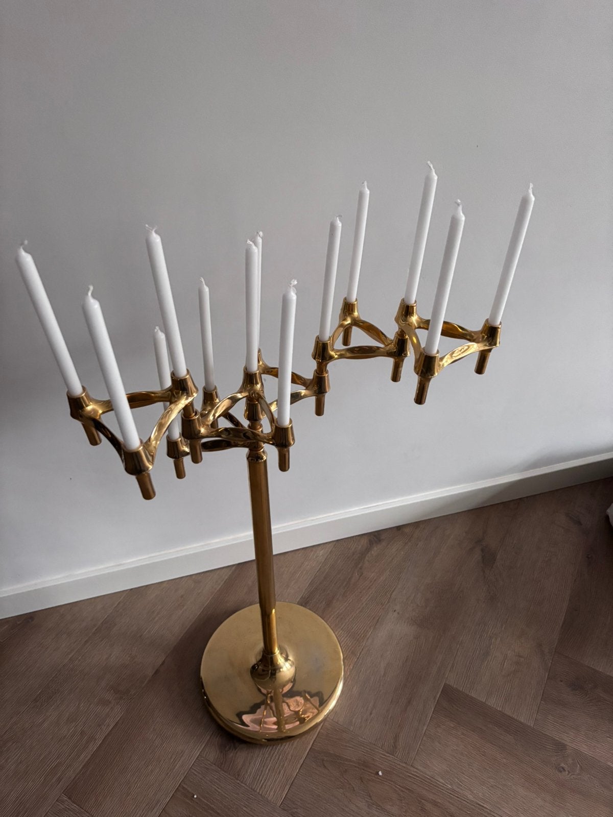 Exclusieve Stoff Nagel Gouden Vloerkandelaar (Jaren 60), Ophalen, Zo goed als nieuw