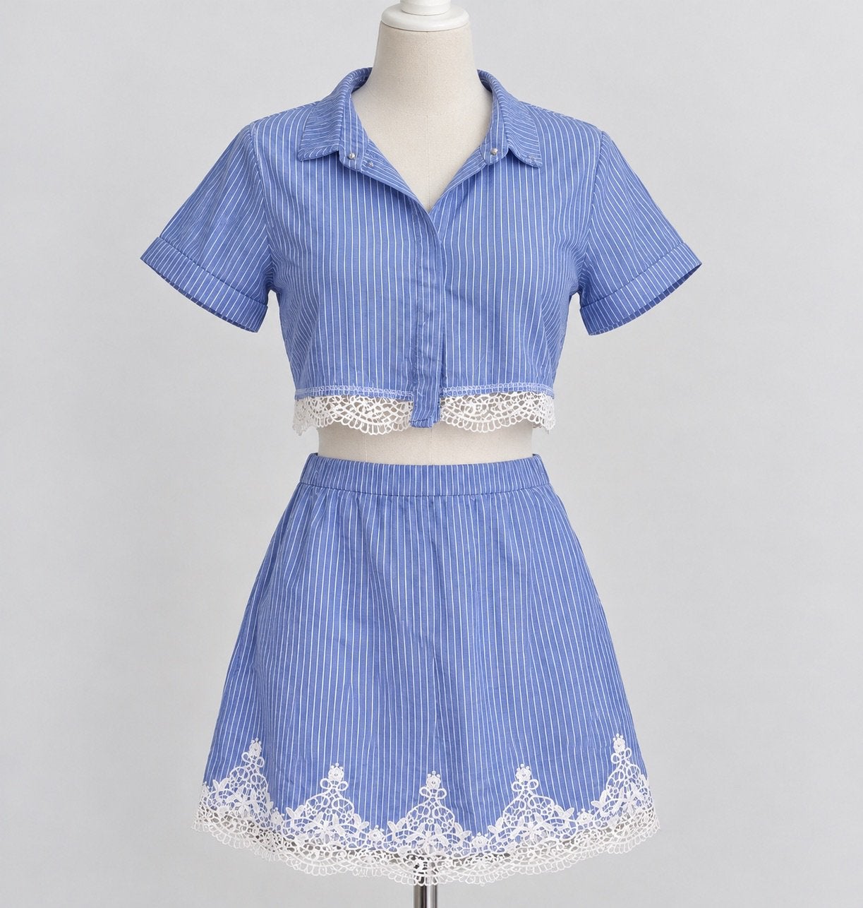 Mooie blauwe tweedelige set, Kleding | Dames, Ophalen, Zo goed als nieuw, Maat 42/44 (L)