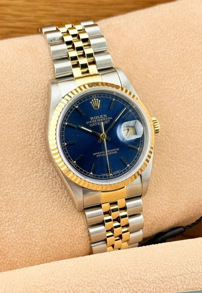 Rolex Datejust 36mm 16233– ORIGINEEL– FULL SET, Handtassen en Accessoires, Ophalen, Staal, Gebruikt, Polshorloge